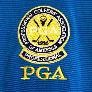 PGA  Blue Long Sleeve Golf Shirt By Cutter and Buck , Size M